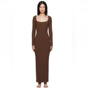 Skim soft lounge long sleeve dress in oxide